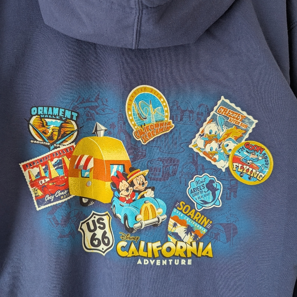 Disney California Adventure Zip Up Hoodie Jacket DCA Disneyland L Mickey Minnie